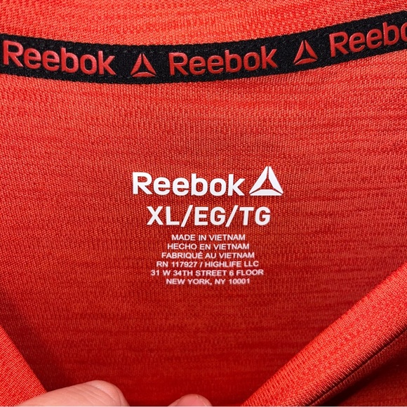 new with tag Reebok Neptune crew ss top molten lava Heather T-shirt XL training - Picture 4 of 4